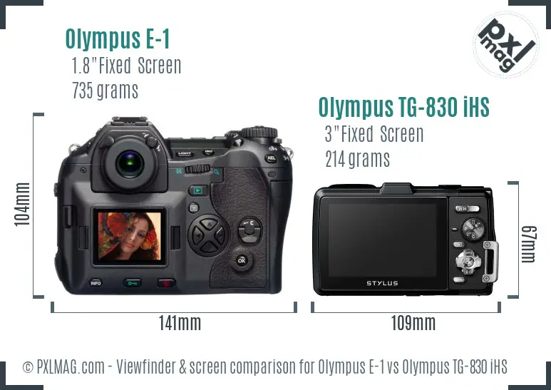 Olympus E-1 vs Olympus TG-830 iHS Screen and Viewfinder comparison