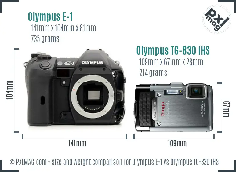 Olympus E-1 vs Olympus TG-830 iHS size comparison