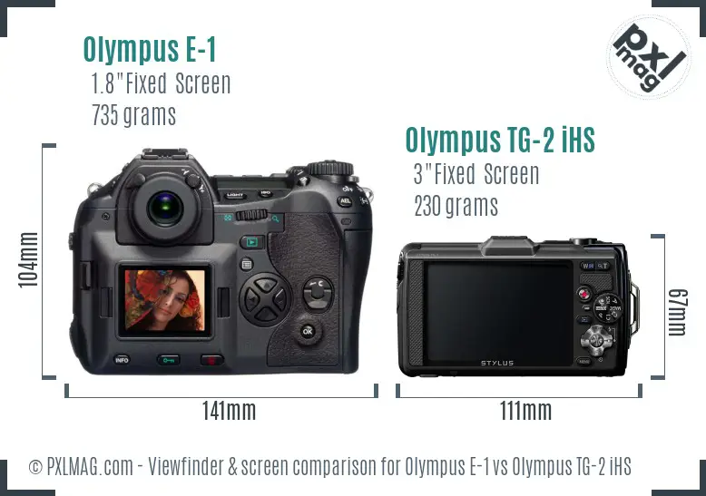 Olympus E-1 vs Olympus TG-2 iHS Screen and Viewfinder comparison
