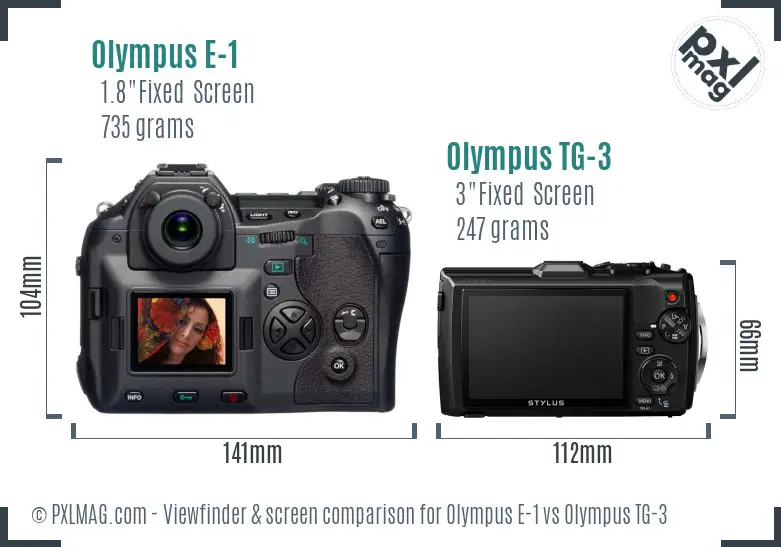 Olympus E-1 vs Olympus TG-3 Screen and Viewfinder comparison