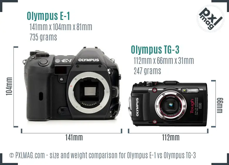 Olympus E-1 vs Olympus TG-3 size comparison