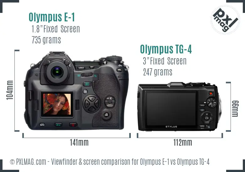 Olympus E-1 vs Olympus TG-4 Screen and Viewfinder comparison