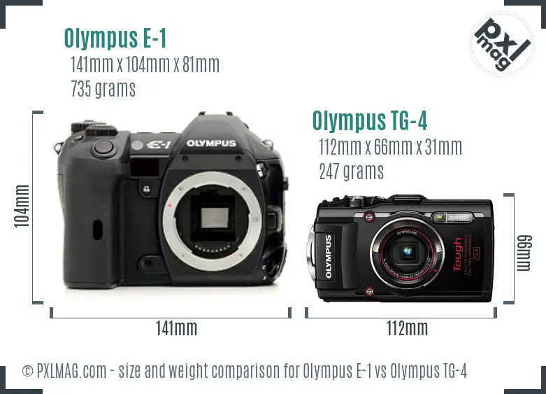 Olympus E-1 vs Olympus TG-4 size comparison