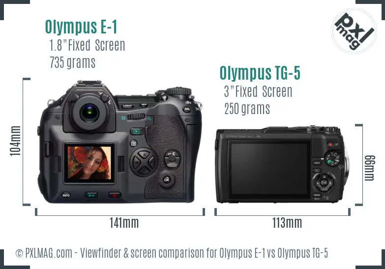Olympus E-1 vs Olympus TG-5 Screen and Viewfinder comparison
