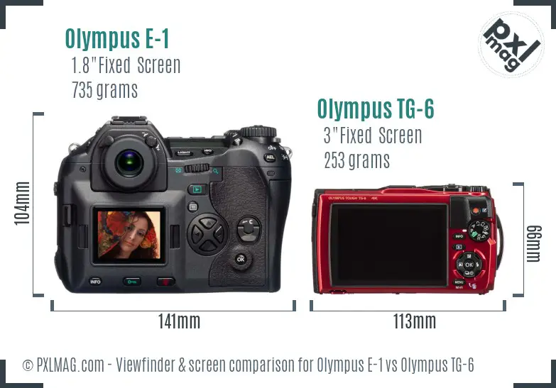 Olympus E-1 vs Olympus TG-6 Screen and Viewfinder comparison