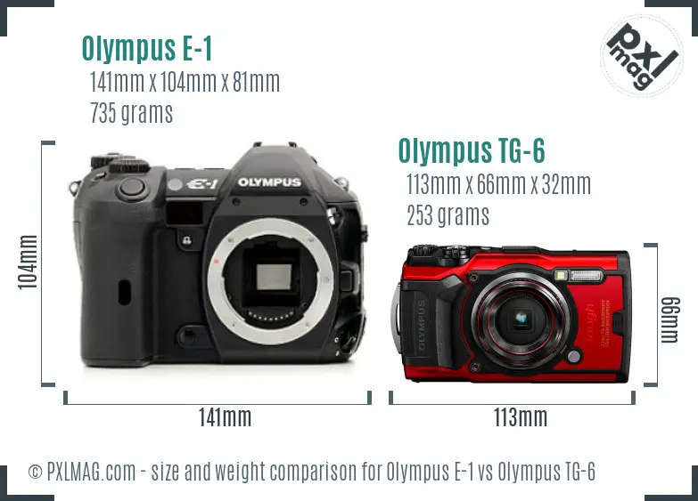 Olympus E-1 vs Olympus TG-6 size comparison