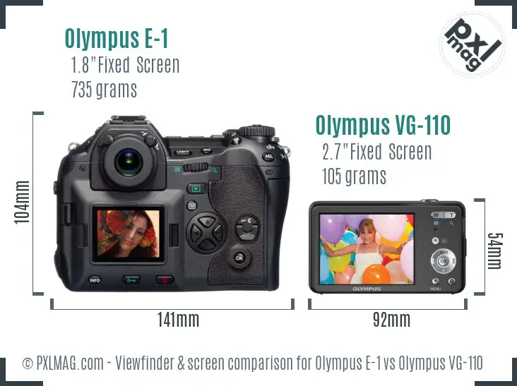 Olympus E-1 vs Olympus VG-110 Screen and Viewfinder comparison