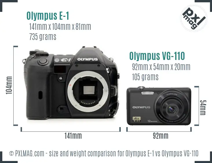 Olympus E-1 vs Olympus VG-110 size comparison