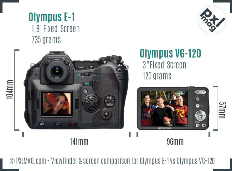 Olympus E-1 vs Olympus VG-120 Screen and Viewfinder comparison