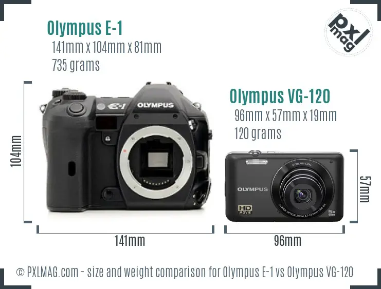 Olympus E-1 vs Olympus VG-120 size comparison