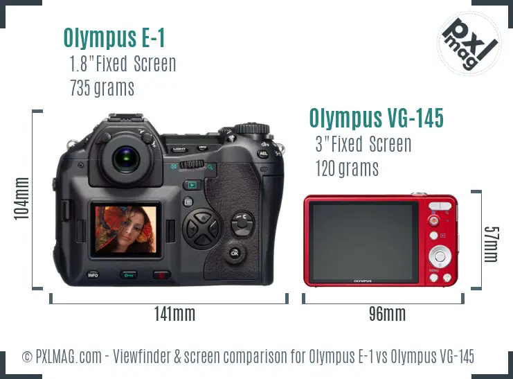 Olympus E-1 vs Olympus VG-145 Screen and Viewfinder comparison