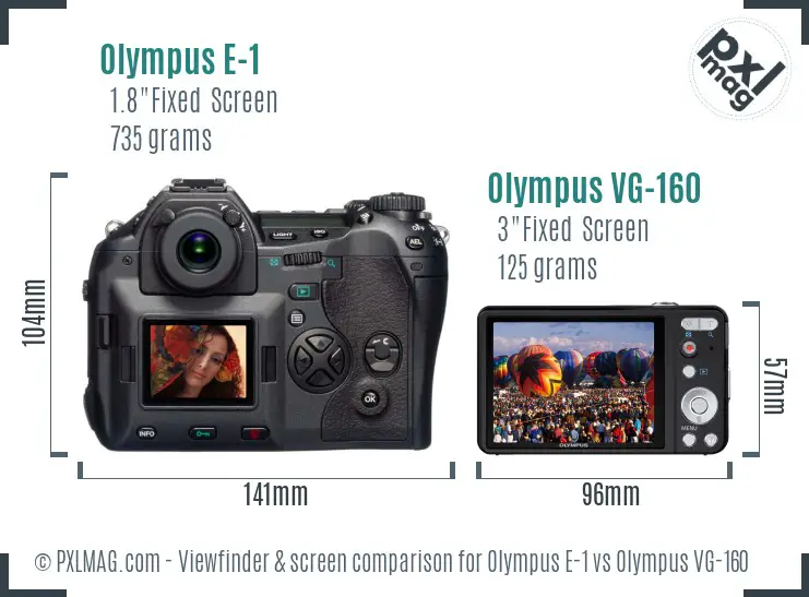 Olympus E-1 vs Olympus VG-160 Screen and Viewfinder comparison
