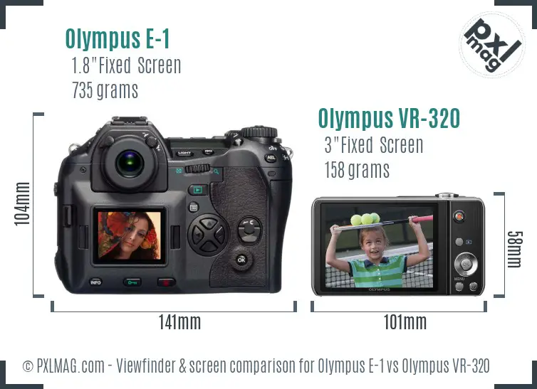 Olympus E-1 vs Olympus VR-320 Screen and Viewfinder comparison