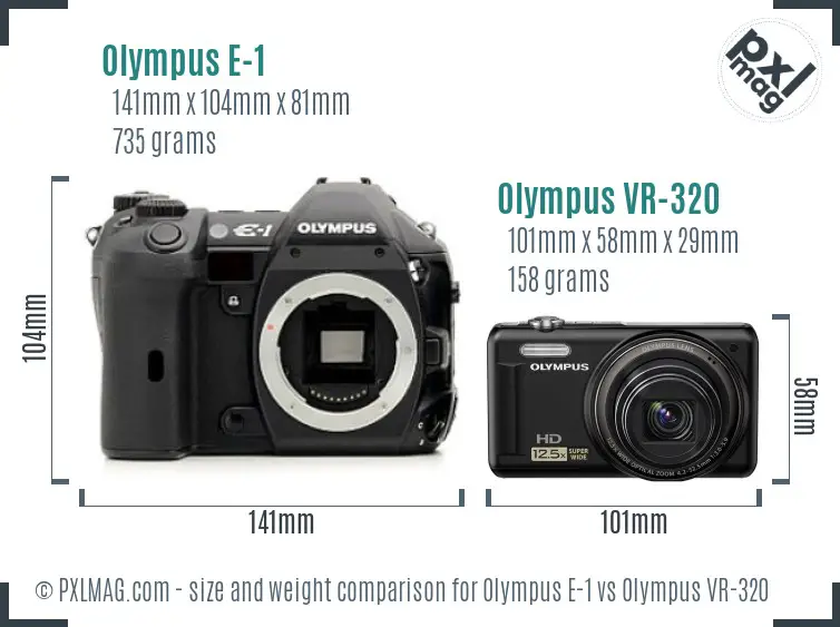 Olympus E-1 vs Olympus VR-320 size comparison