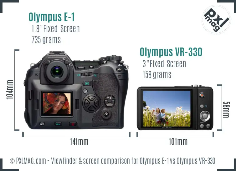 Olympus E-1 vs Olympus VR-330 Screen and Viewfinder comparison