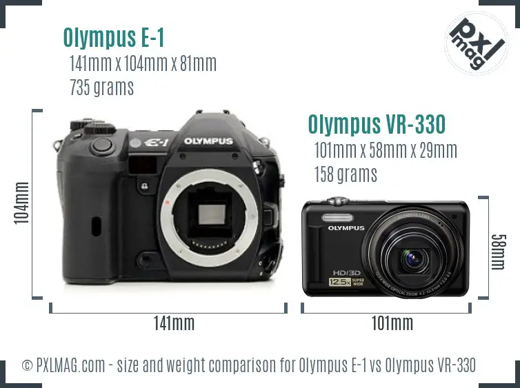 Olympus E-1 vs Olympus VR-330 size comparison