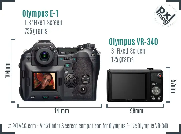 Olympus E-1 vs Olympus VR-340 Screen and Viewfinder comparison