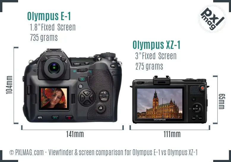 Olympus E-1 vs Olympus XZ-1 Screen and Viewfinder comparison