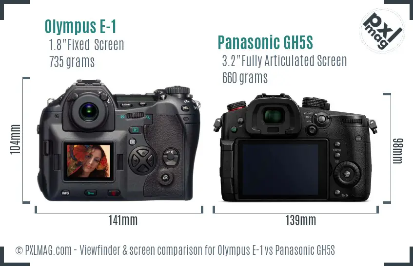 Olympus E-1 vs Panasonic GH5S Screen and Viewfinder comparison
