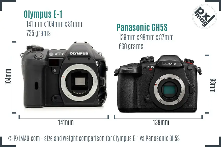 Olympus E-1 vs Panasonic GH5S size comparison