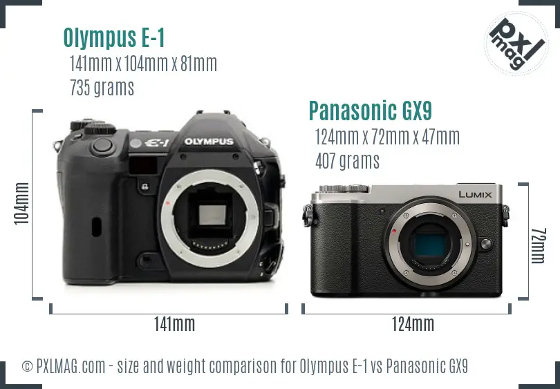 Olympus E-1 vs Panasonic GX9 size comparison
