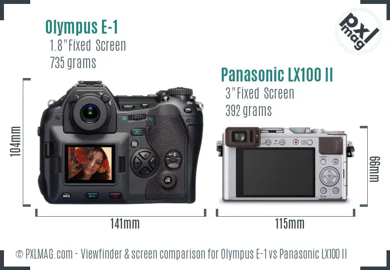 Olympus E-1 vs Panasonic LX100 II Screen and Viewfinder comparison