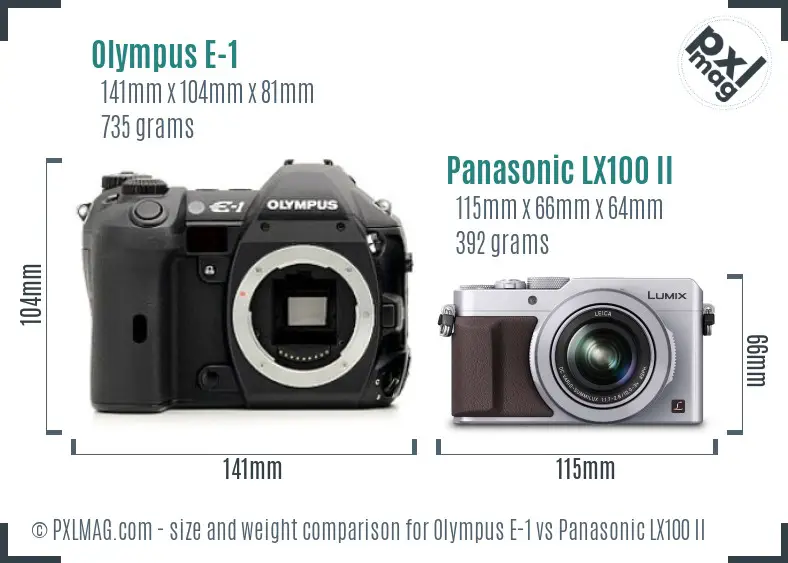 Olympus E-1 vs Panasonic LX100 II size comparison