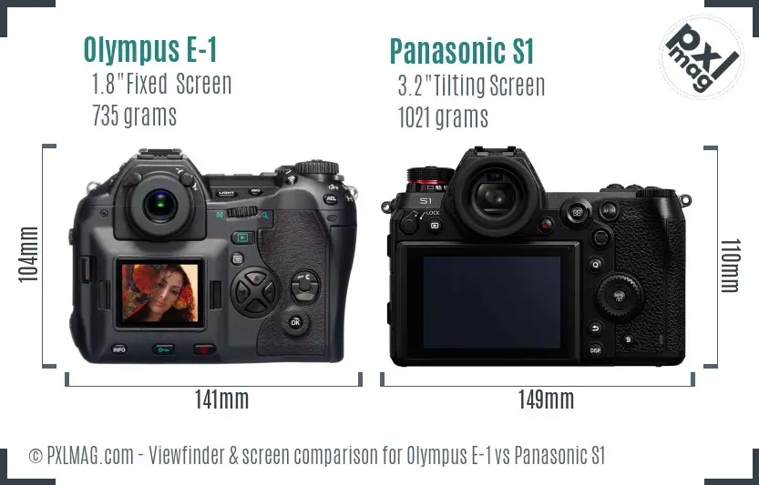 Olympus E-1 vs Panasonic S1 Screen and Viewfinder comparison