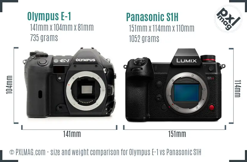 Olympus E-1 vs Panasonic S1H size comparison