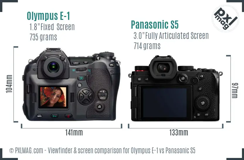 Olympus E-1 vs Panasonic S5 Screen and Viewfinder comparison