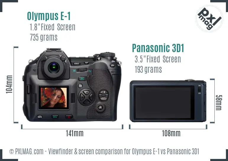 Olympus E-1 vs Panasonic 3D1 Screen and Viewfinder comparison
