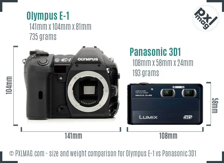 Olympus E-1 vs Panasonic 3D1 size comparison