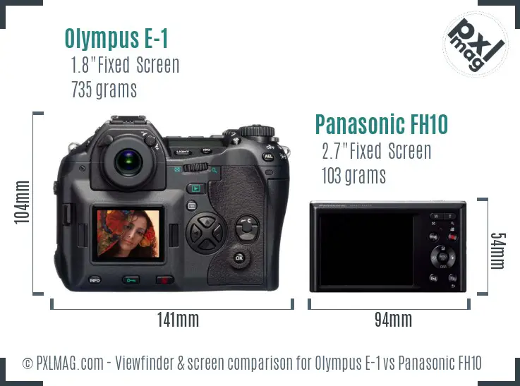Olympus E-1 vs Panasonic FH10 Screen and Viewfinder comparison