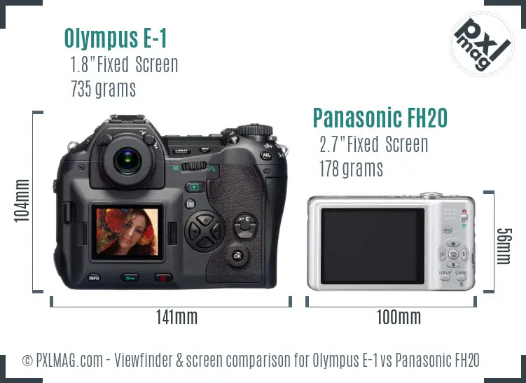 Olympus E-1 vs Panasonic FH20 Screen and Viewfinder comparison