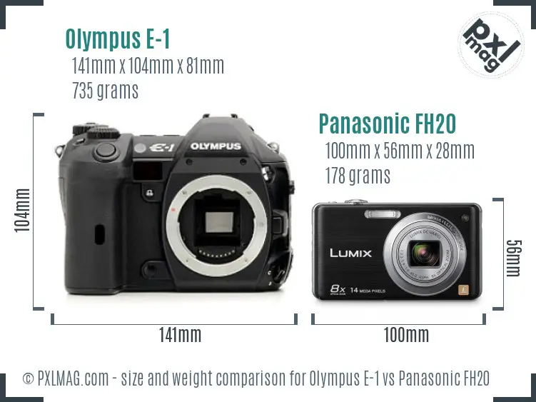 Olympus E-1 vs Panasonic FH20 size comparison