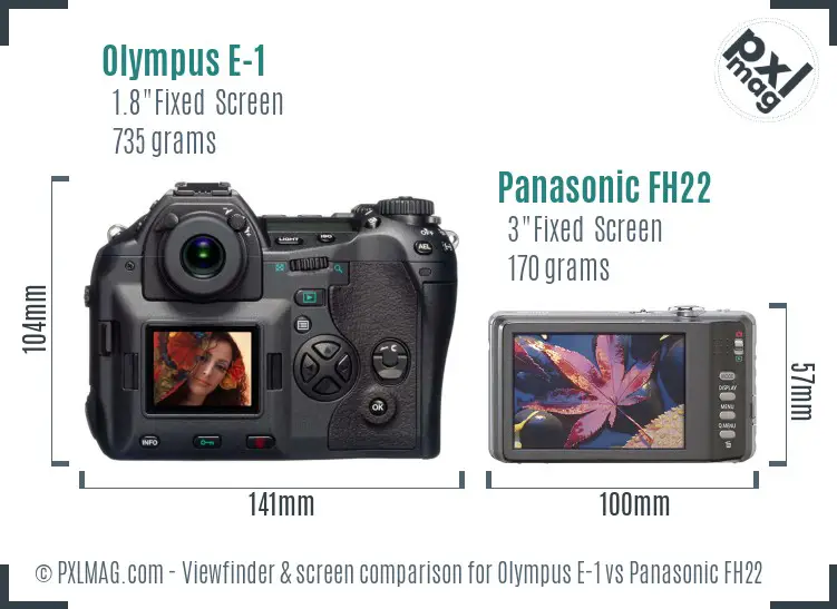 Olympus E-1 vs Panasonic FH22 Screen and Viewfinder comparison