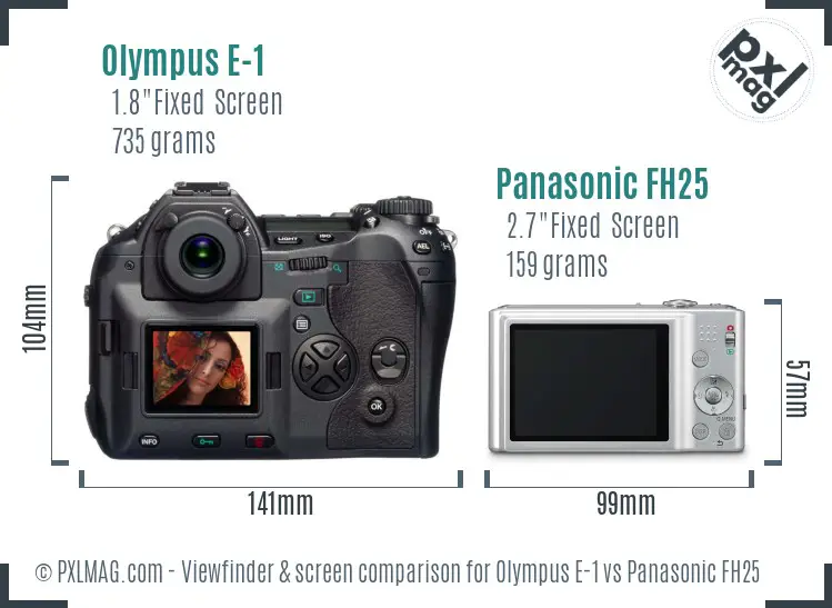 Olympus E-1 vs Panasonic FH25 Screen and Viewfinder comparison