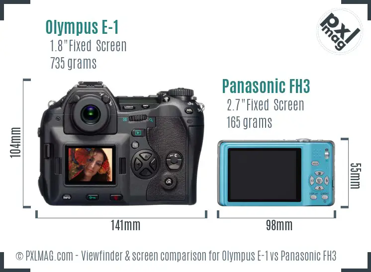 Olympus E-1 vs Panasonic FH3 Screen and Viewfinder comparison