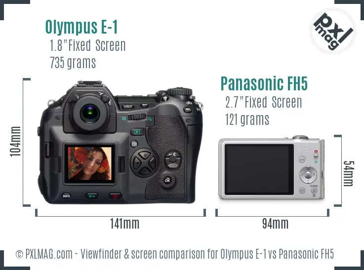 Olympus E-1 vs Panasonic FH5 Screen and Viewfinder comparison