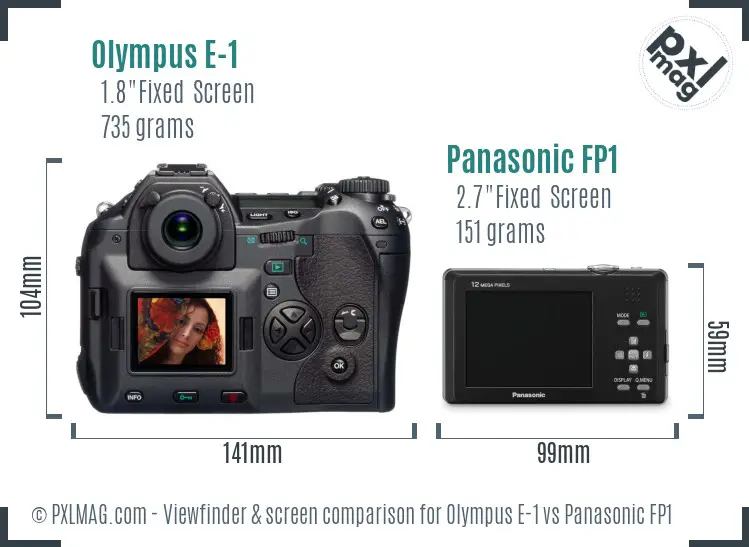 Olympus E-1 vs Panasonic FP1 Screen and Viewfinder comparison