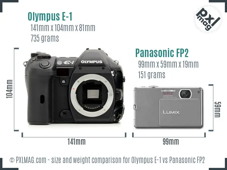 Olympus E-1 vs Panasonic FP2 size comparison