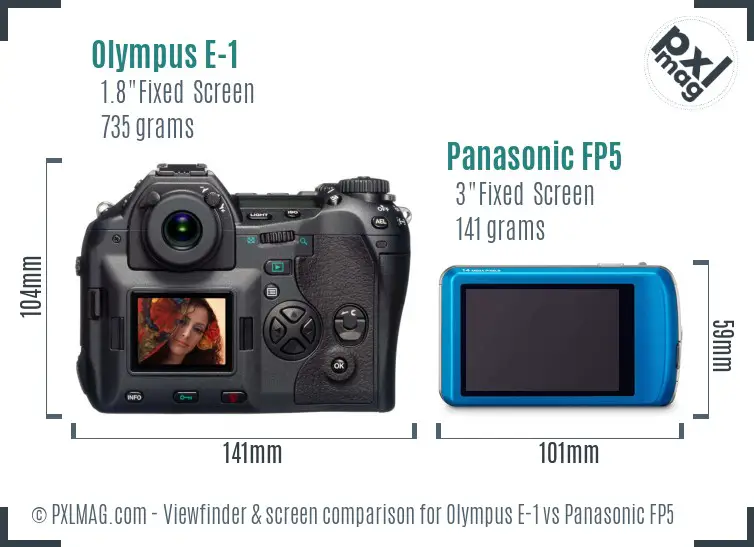 Olympus E-1 vs Panasonic FP5 Screen and Viewfinder comparison