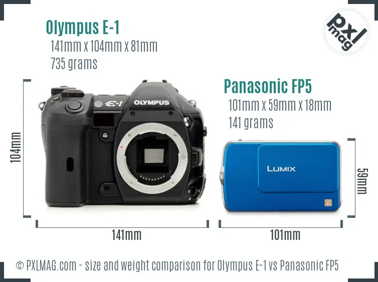 Olympus E-1 vs Panasonic FP5 size comparison