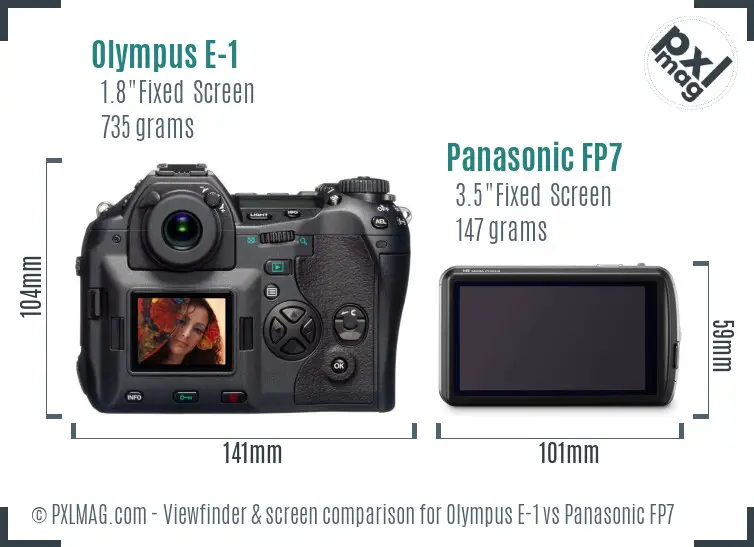 Olympus E-1 vs Panasonic FP7 Screen and Viewfinder comparison