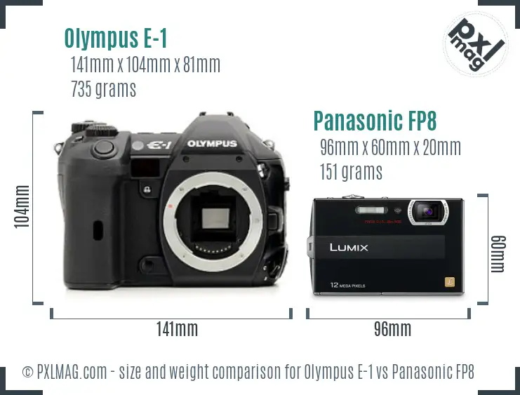 Olympus E-1 vs Panasonic FP8 size comparison