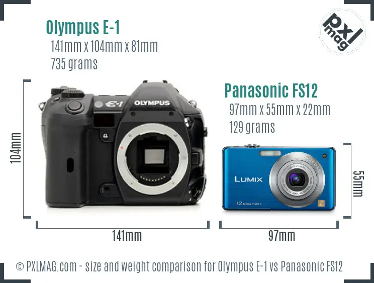Olympus E-1 vs Panasonic FS12 size comparison