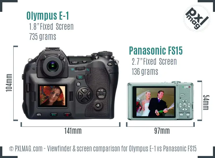 Olympus E-1 vs Panasonic FS15 Screen and Viewfinder comparison