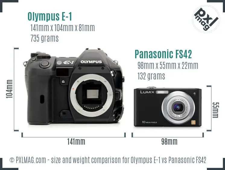 Olympus E-1 vs Panasonic FS42 size comparison