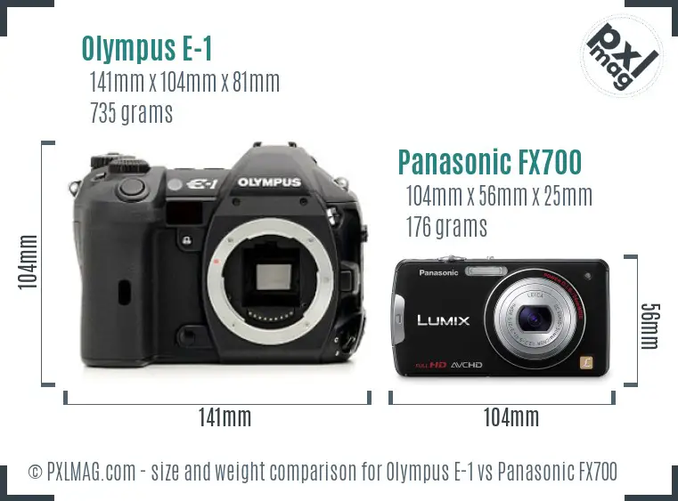 Olympus E-1 vs Panasonic FX700 size comparison