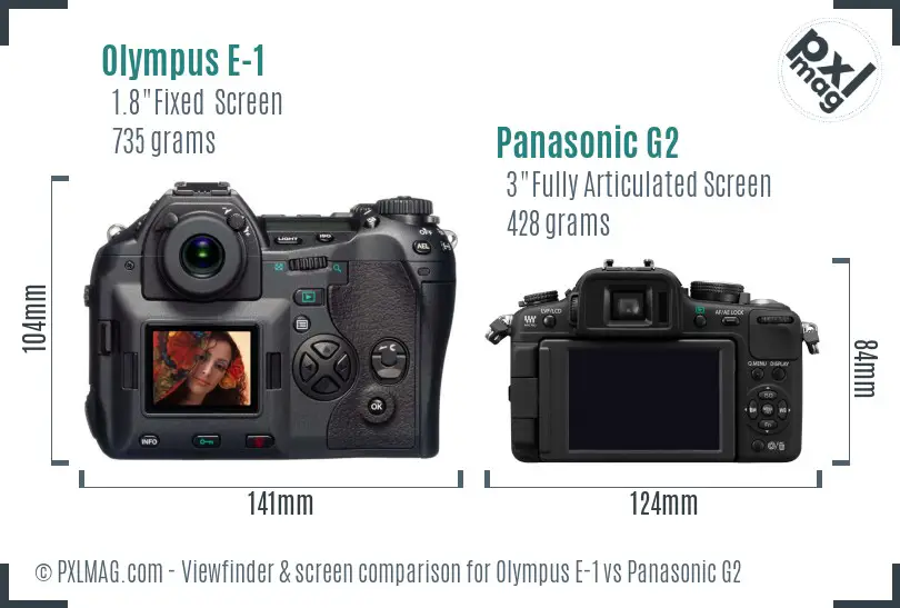 Olympus E-1 vs Panasonic G2 Screen and Viewfinder comparison
